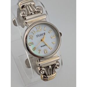 Studio Time Watch Women's 26mm Hinge Bangle Band MOP Dial- New Battery